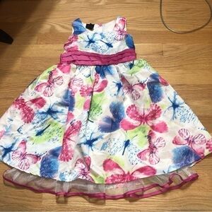 Holiday Editions Butterfly Dress Sz 4 5 Colorful Spring Easter Girls White Pink